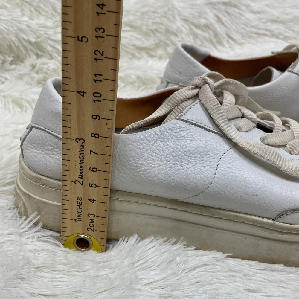 Soludos Shoes Ibiza Sneakers Womens 8.5 White Leather‎ Classic Casual Platform